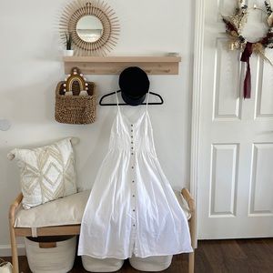 ROLLA'S Midsummer White Midi Dress with adjustable Spaghetti Straps